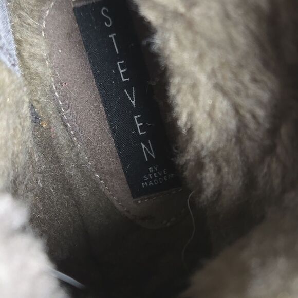 Steve Madden Suede Faux Fur Lace Up  Gray Boots Women's Sz 39 - Picture 9 of 10
